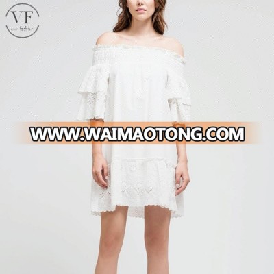 Bulk wholesale sexy white plain short sleeve off the shoulder for ladies