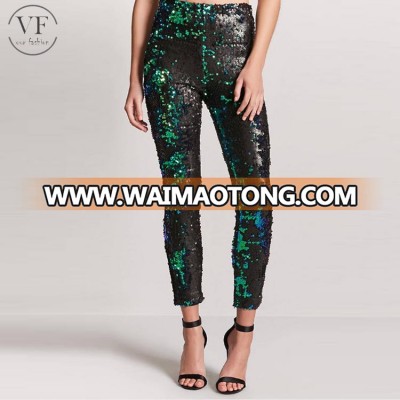 hot sell a pair of knit leggings featuring reversible sequins throughout fashion women leggings