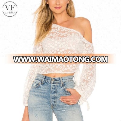 Waimaotong hot sale sexy transparent 100% nylon lace crop top for women